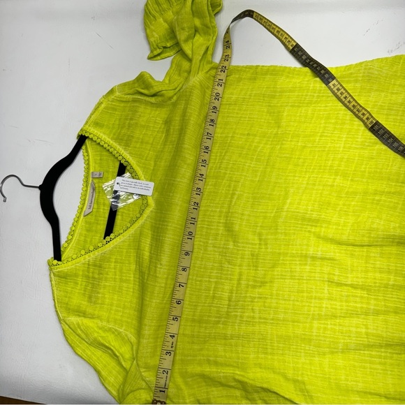 Soft Surroundings Neon Yellow Gauze Crochet Back Top size L nwt - Picture 9 of 10